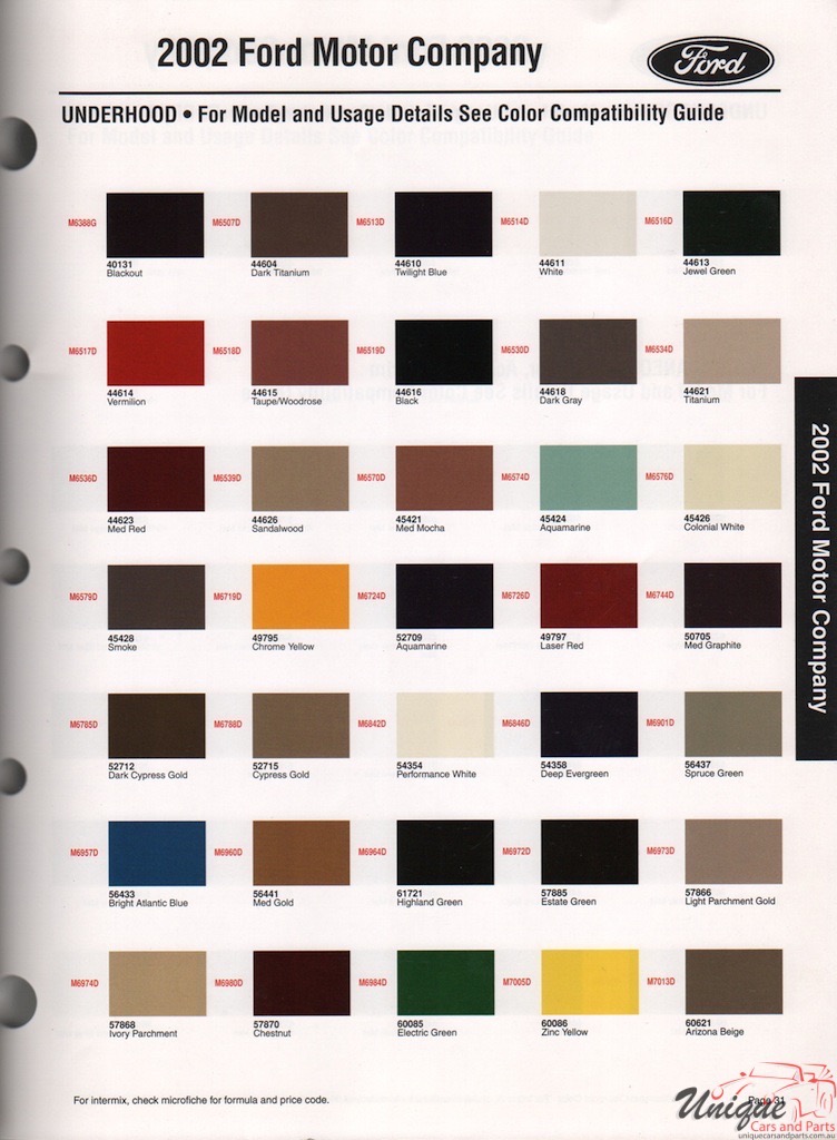 2002 Ford Paint Charts Sherwin-Williams 4